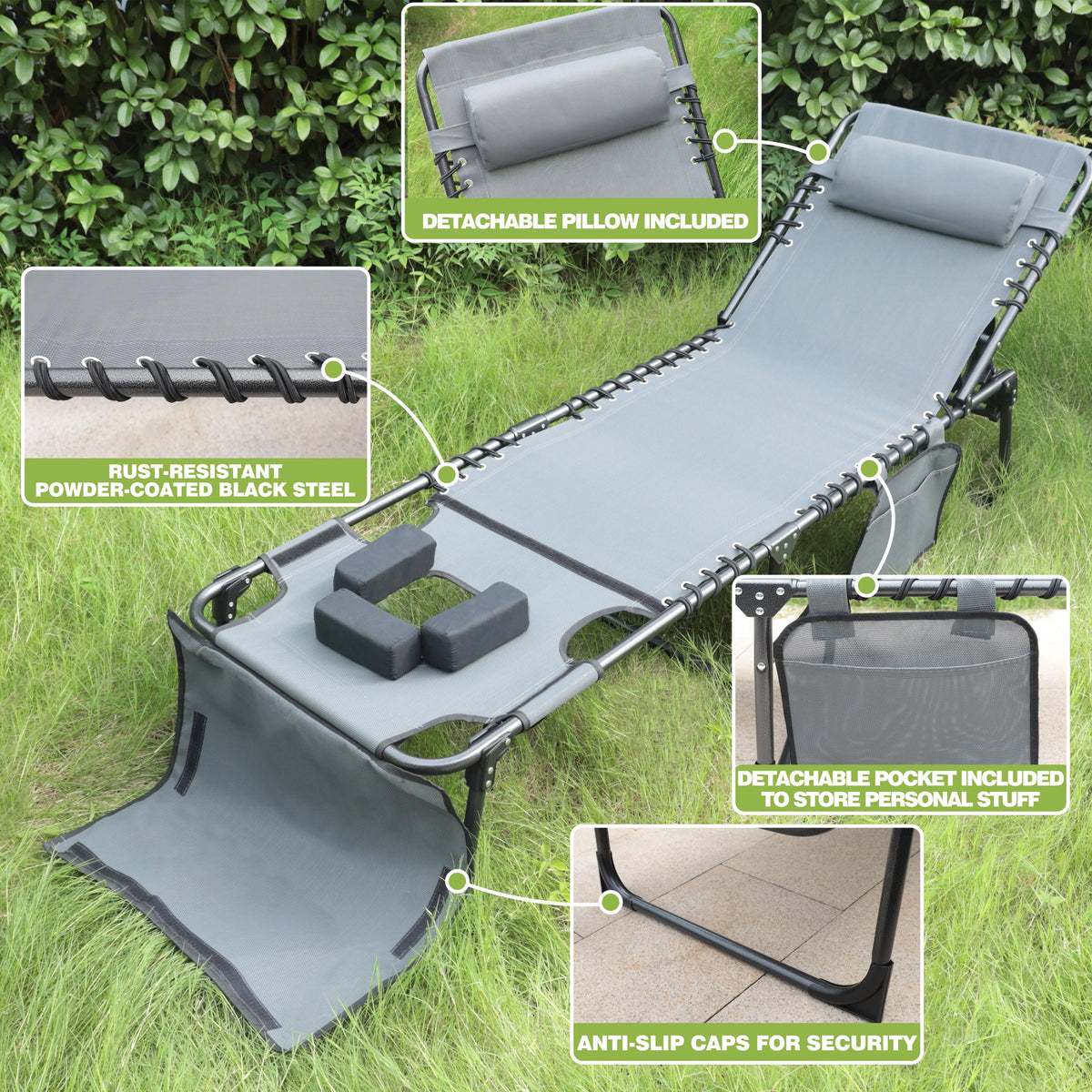 5-Position Adjustable Tanning Chair with Face & Arm Hole L878