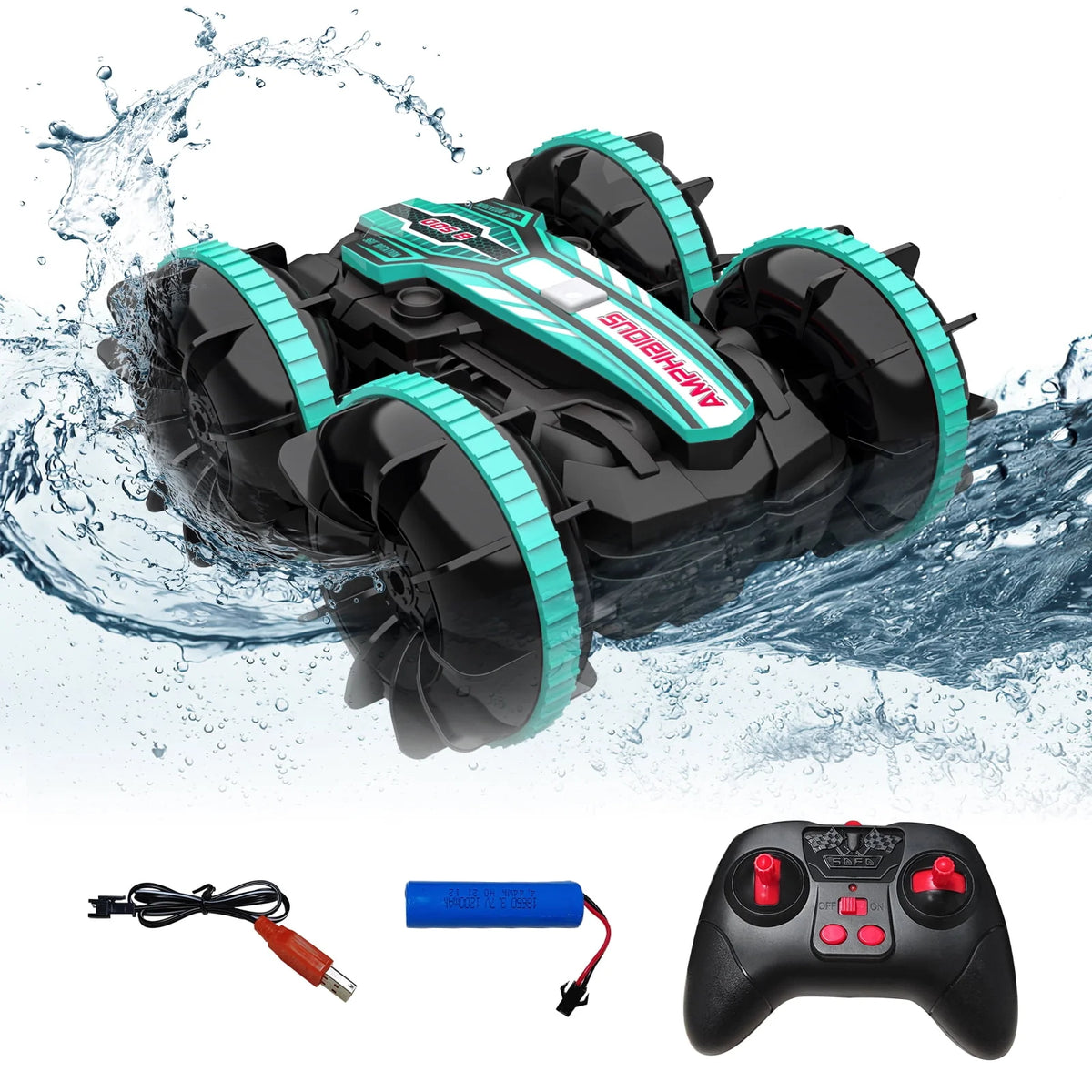 Remote Control Car & RC Boat 2 in 1 4WD Off Road Red C530