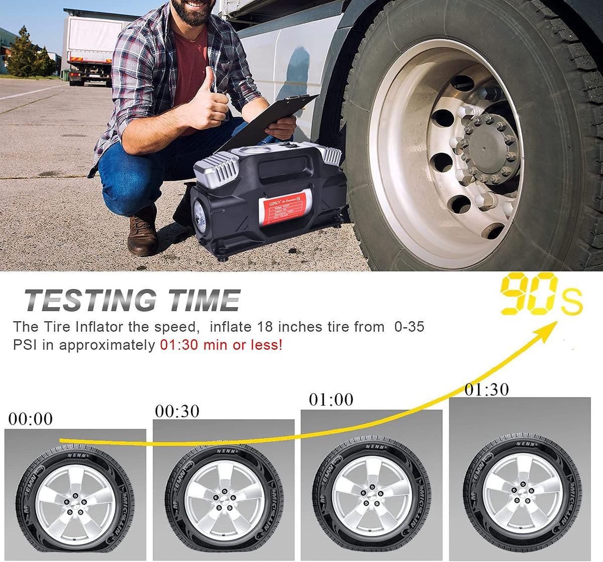 Portable Heavy Duty 12V Air Compressor with Digital Gauge C3551