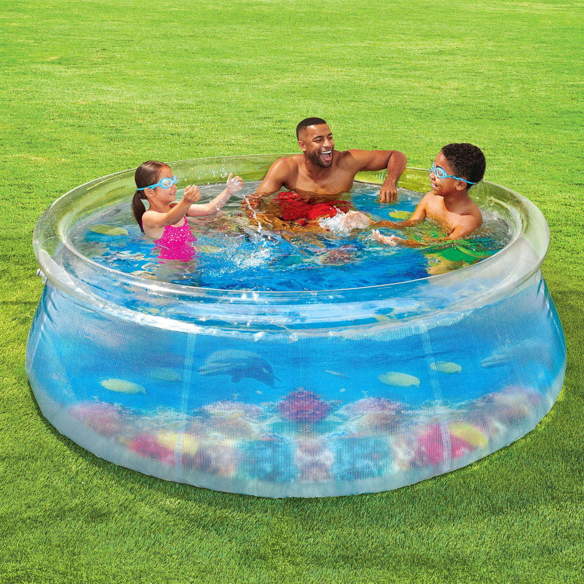 8-Foot Round 3D Transparent Quick Set Above Ground Pool E15321
