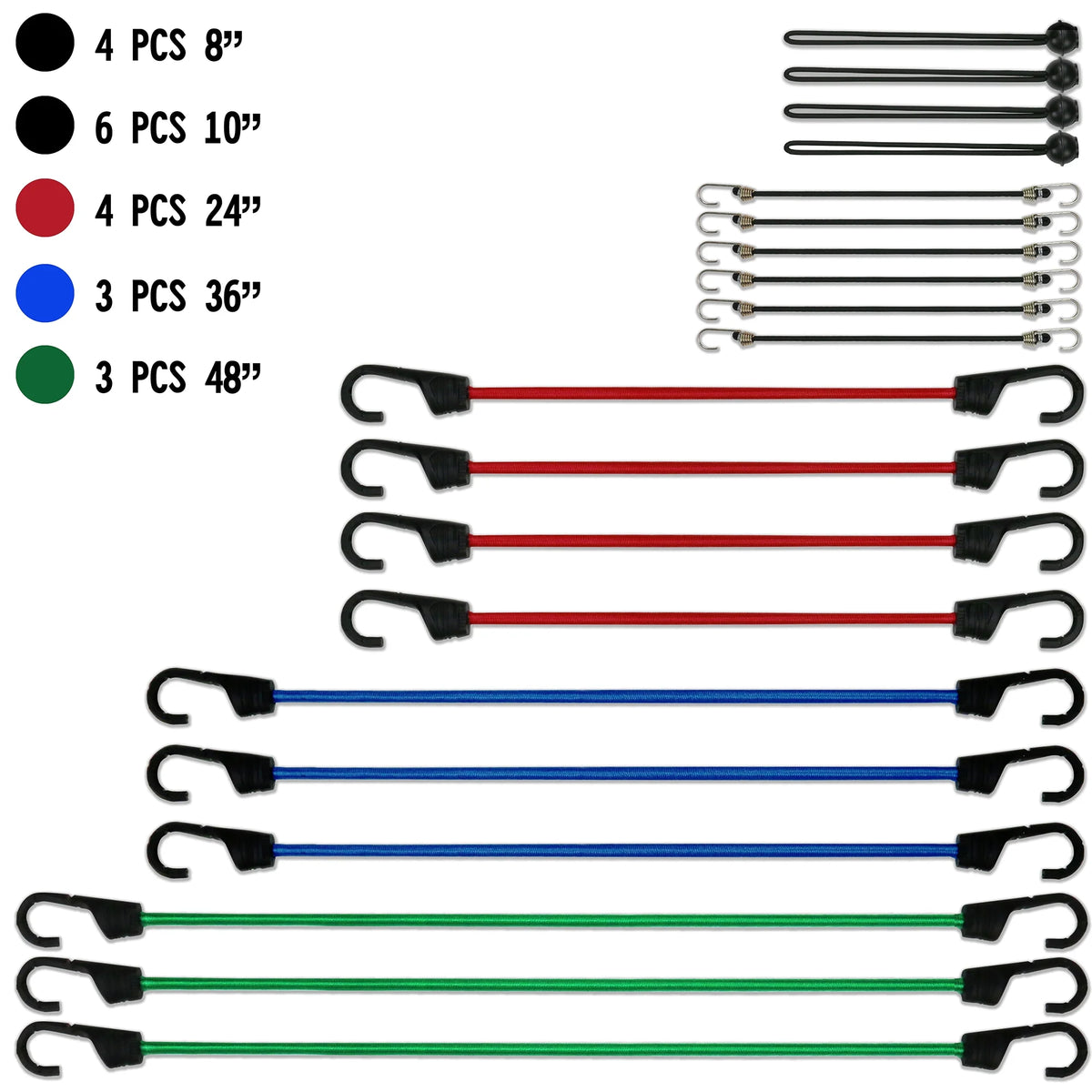 20 Pieces Multi-Color Bungee Cord Set J7120