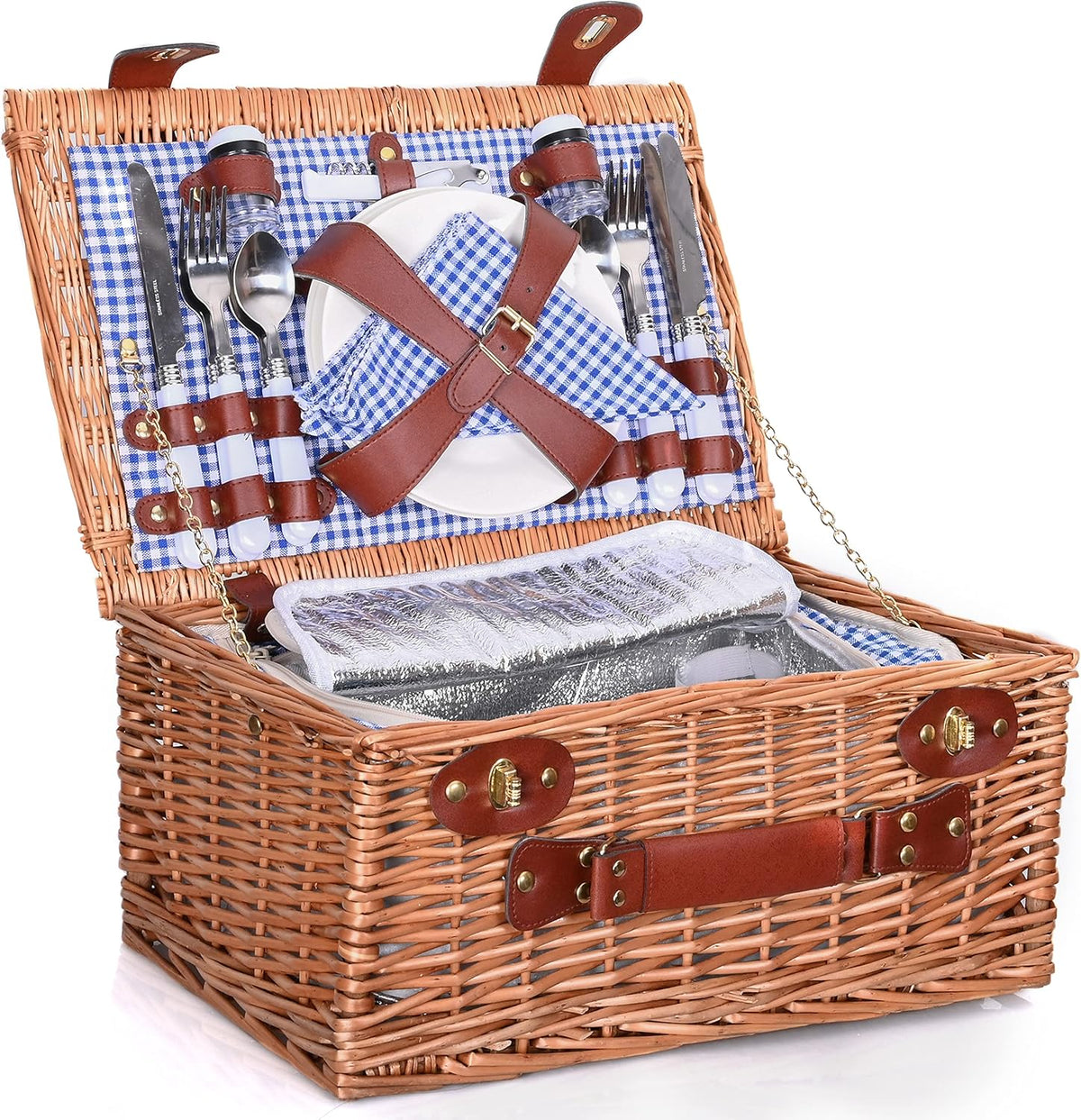 Wicker Picnic Basket for 4 with Insulated Liner M463