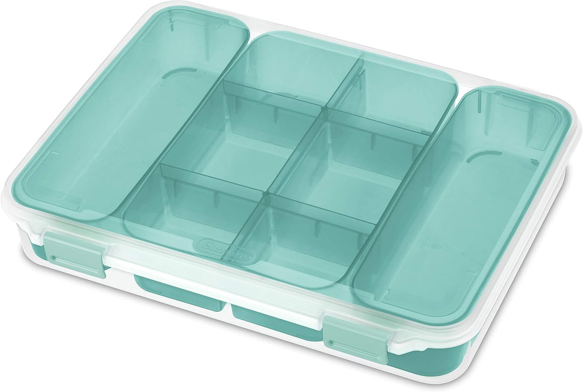 Clear Divided Case with Colored Latches and Tinted Trays, 6-Pack H826