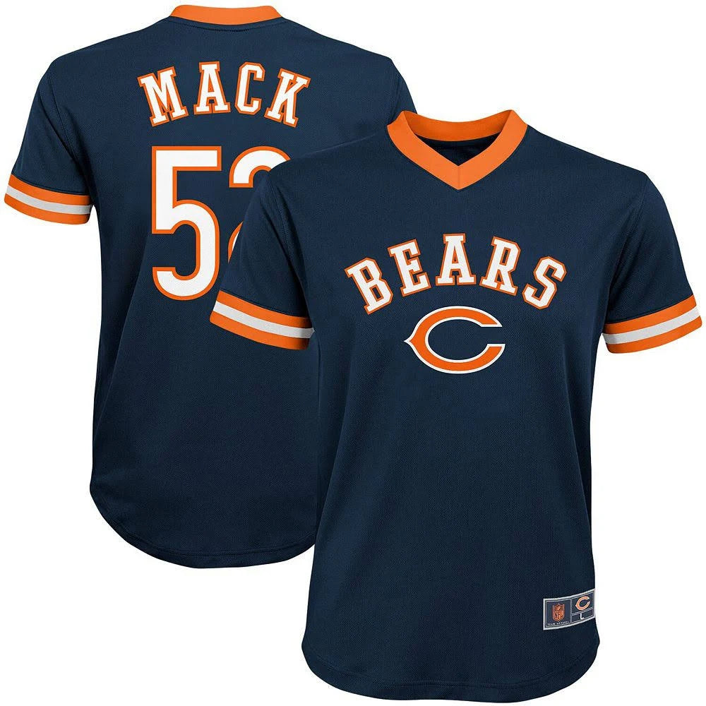 Youth Navy Player Name and Number Mesh V-Neck Top R5482