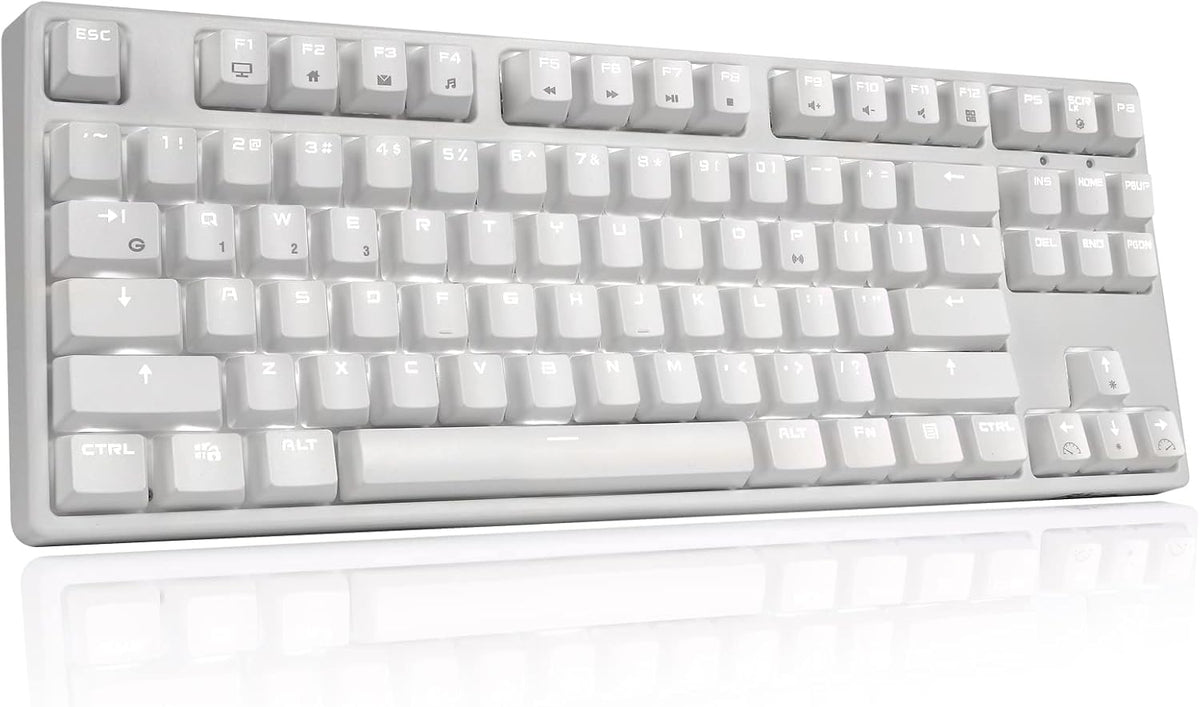 87 Keys White LED Backlight Tenkeyless Mechanical Keyboard T6573