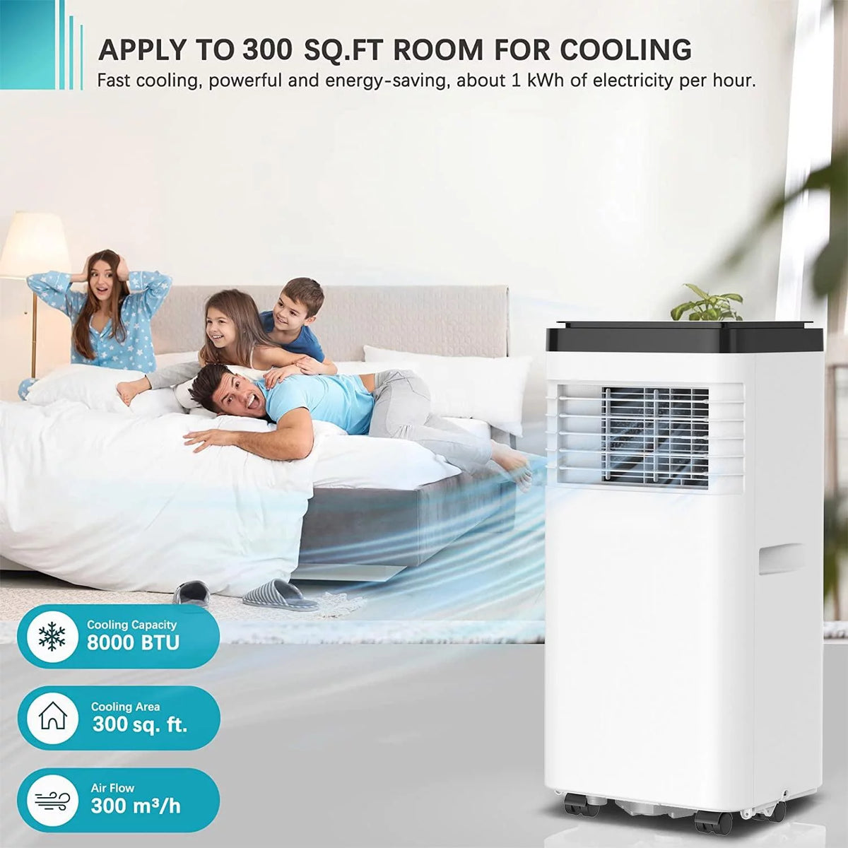 8,000 BTU White Portable Air Conditioner R25155