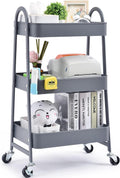 3-Tier Rolling Utility Cart with Metal Wheels White E62718
