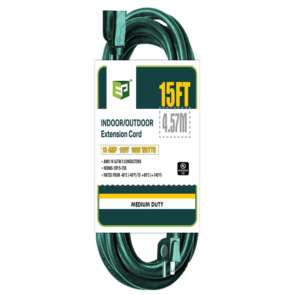 15 Ft Green 16/3 SJTW Extension Cord W313406