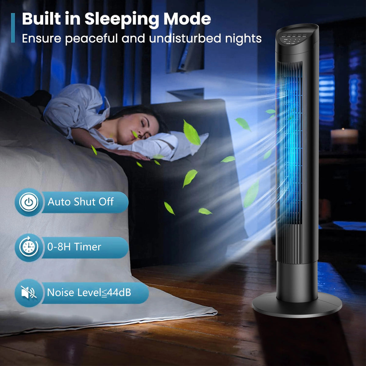 35 Standing Floor Fan with Remote, 3 Speeds, 3 Modes, 8H Timer I749