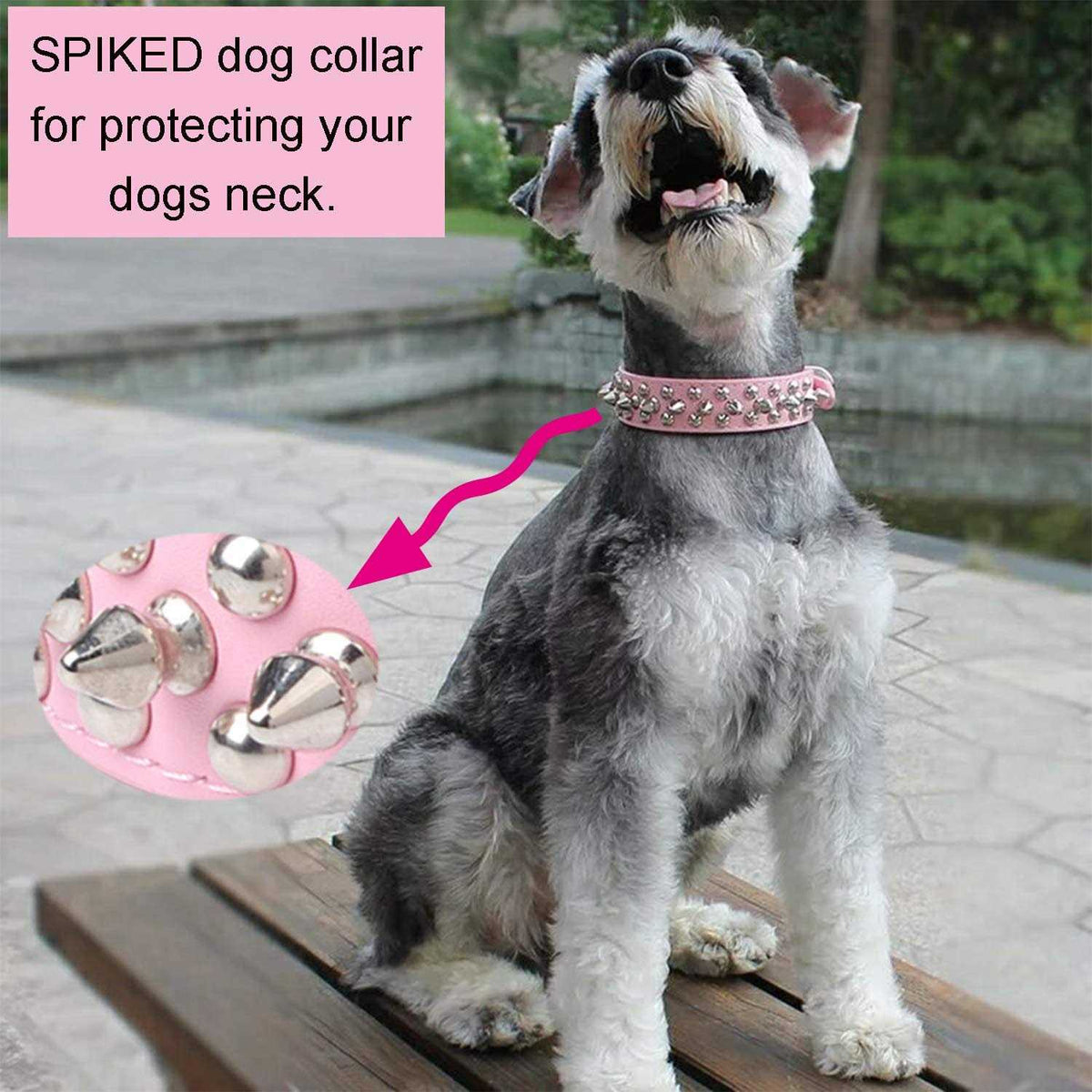 Adjustable Leather Spiked Studded Dog Collar L4642