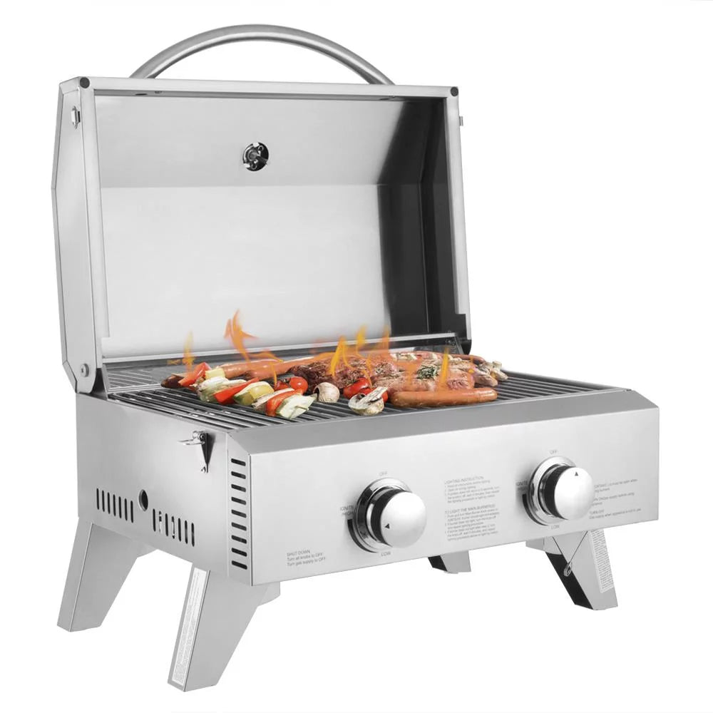 Portable 2 Burner Stainless Steel Propane Grill Z69271