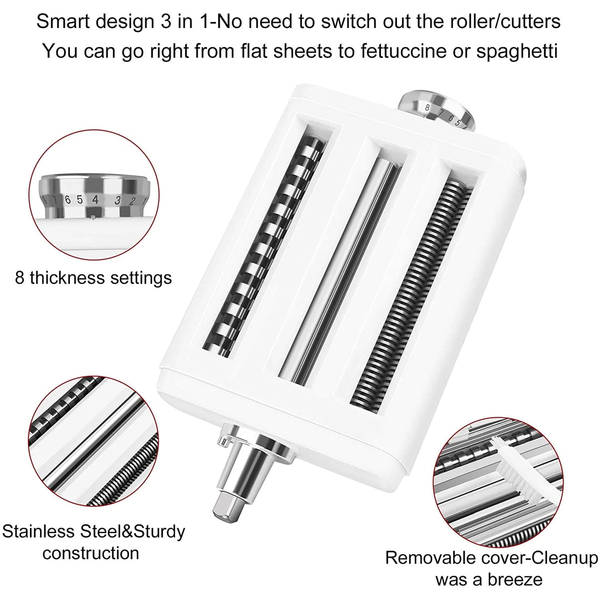 3 in 1 Pasta Maker Attachment Set with Roller and Cutters U59601