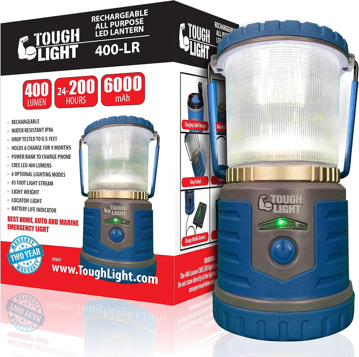 LED Rechargeable Camping and Emergency Lantern with Cell Phone Charger C802353