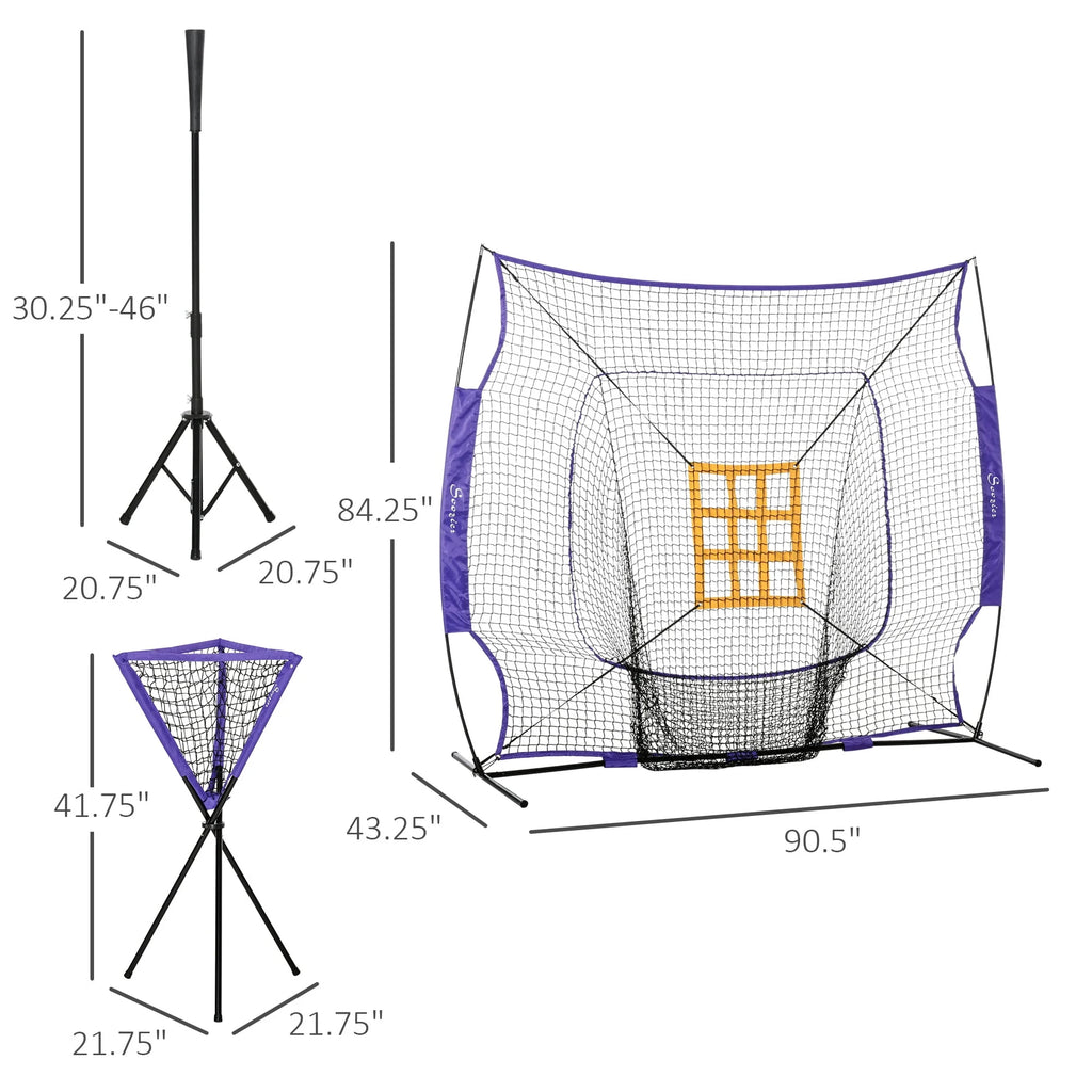 7.5' x 7' Portable Baseball Batting Net Set with Catcher Net J600