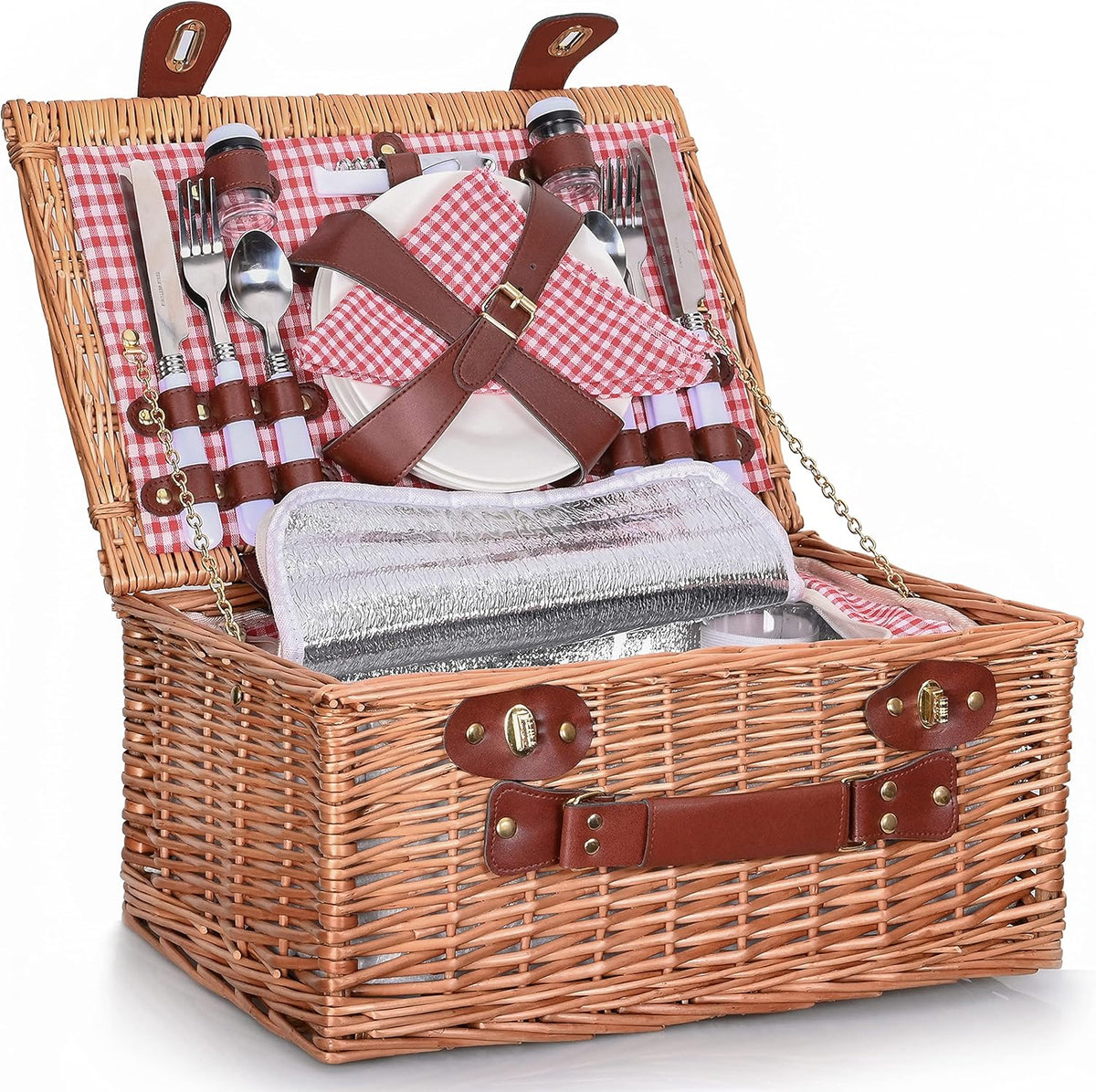 Wicker Picnic Basket for 4 with Insulated Liner M463