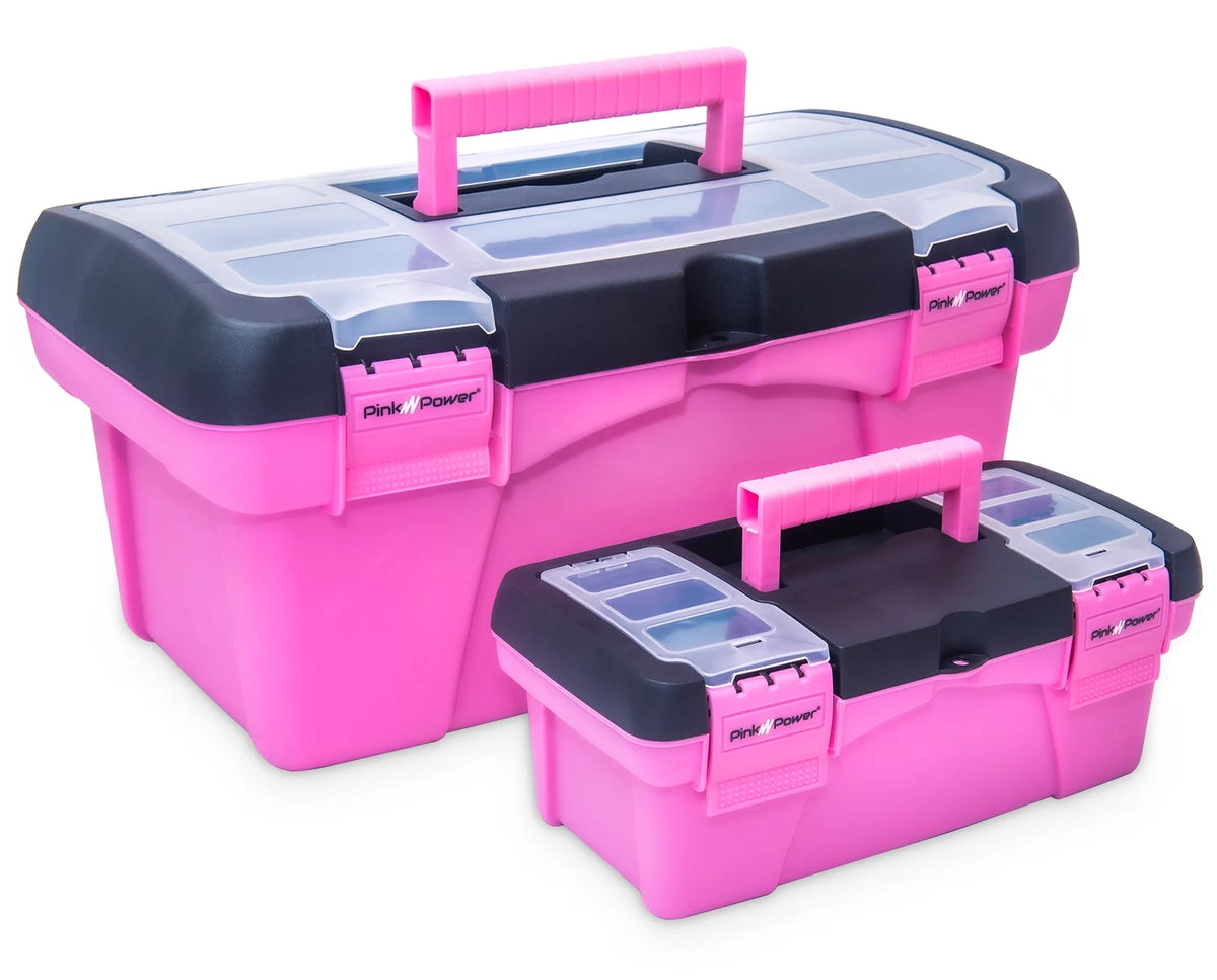 Pink Plastic Tool Box with Handle 2 Pack Z287
