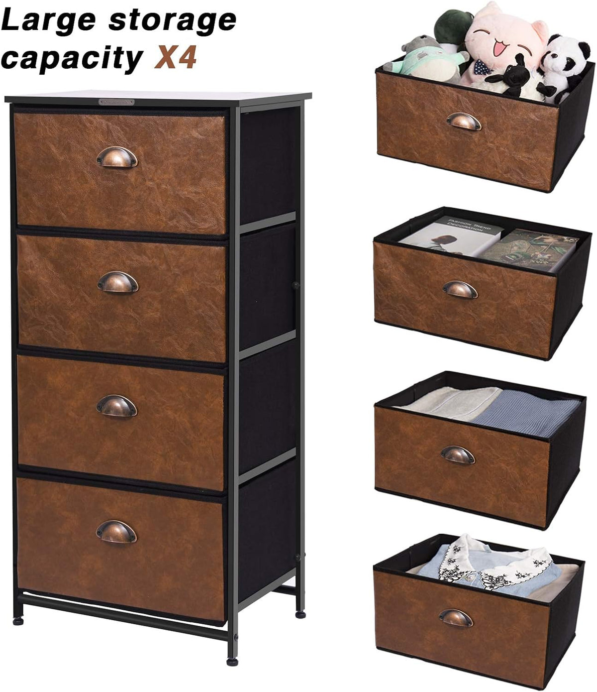 4 Drawer Fabric Dresser Storage Tower S195