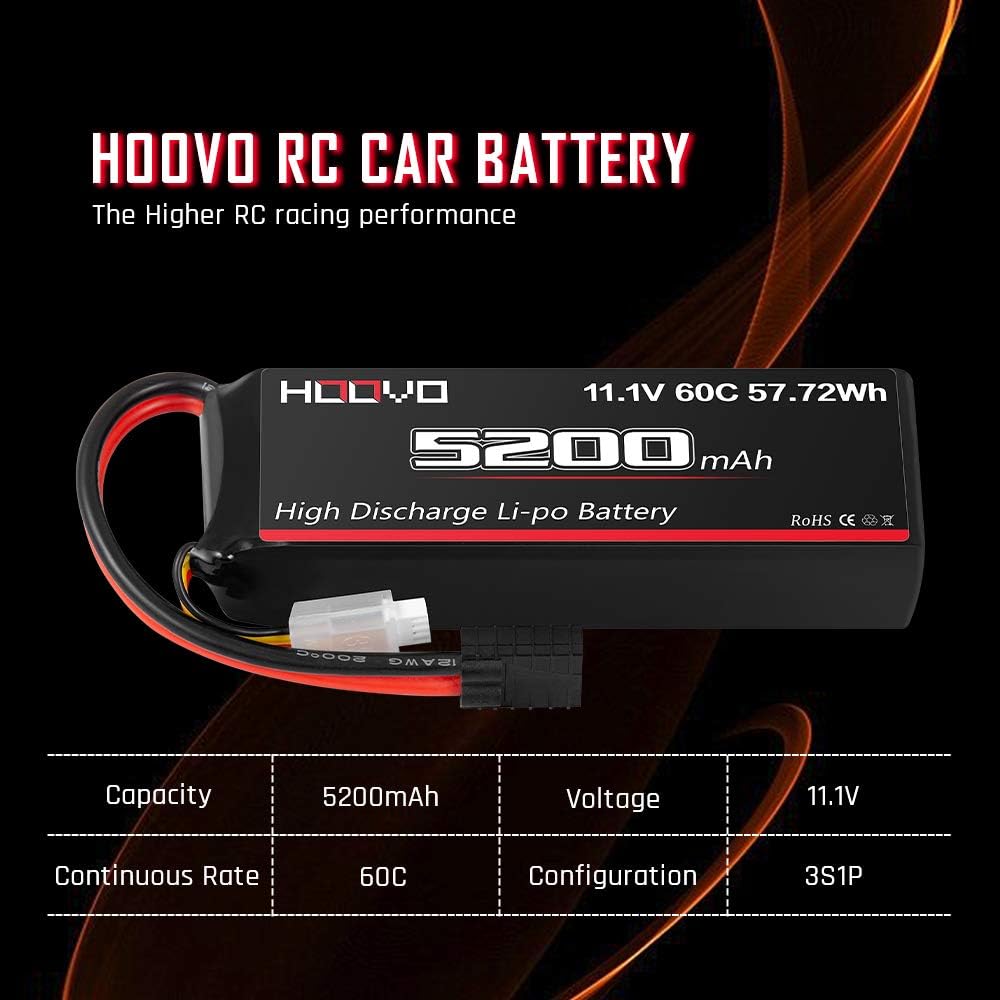 11.1V 3S LiPo Battery 5200mAh 60C 2 Packs I5732