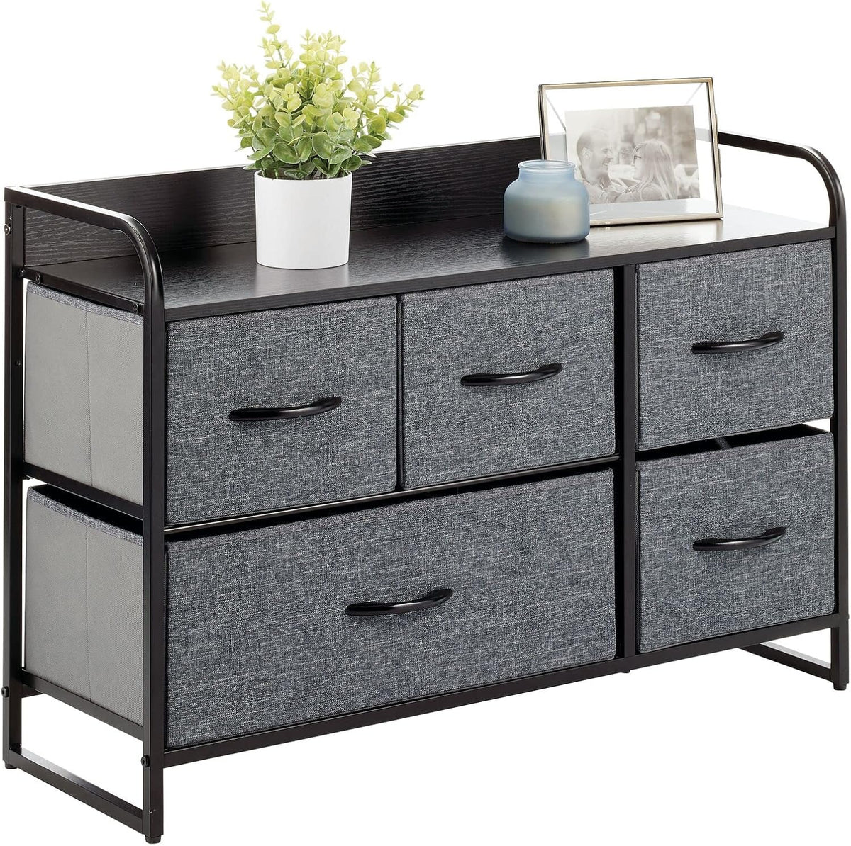 Horizontal Storage Dresser Unit with 5 Removable Fabric Drawers H985