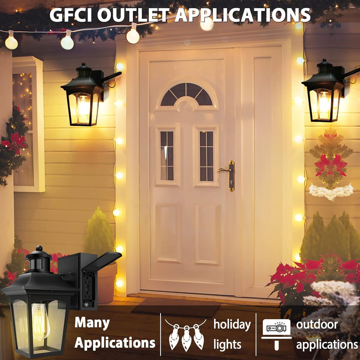 Motion Sensor Porch Light with Outlet N75006