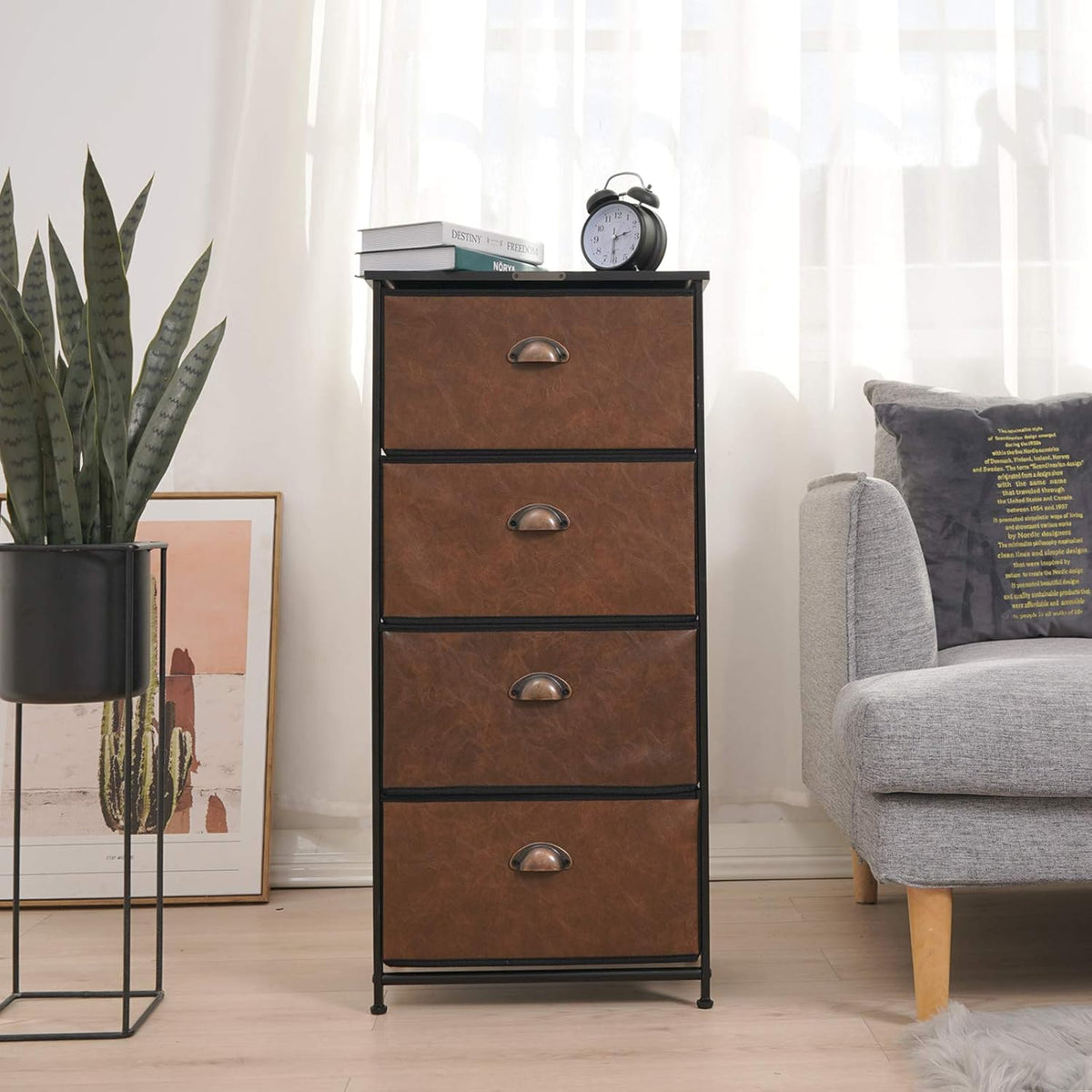 4 Drawer Fabric Dresser Storage Tower S195