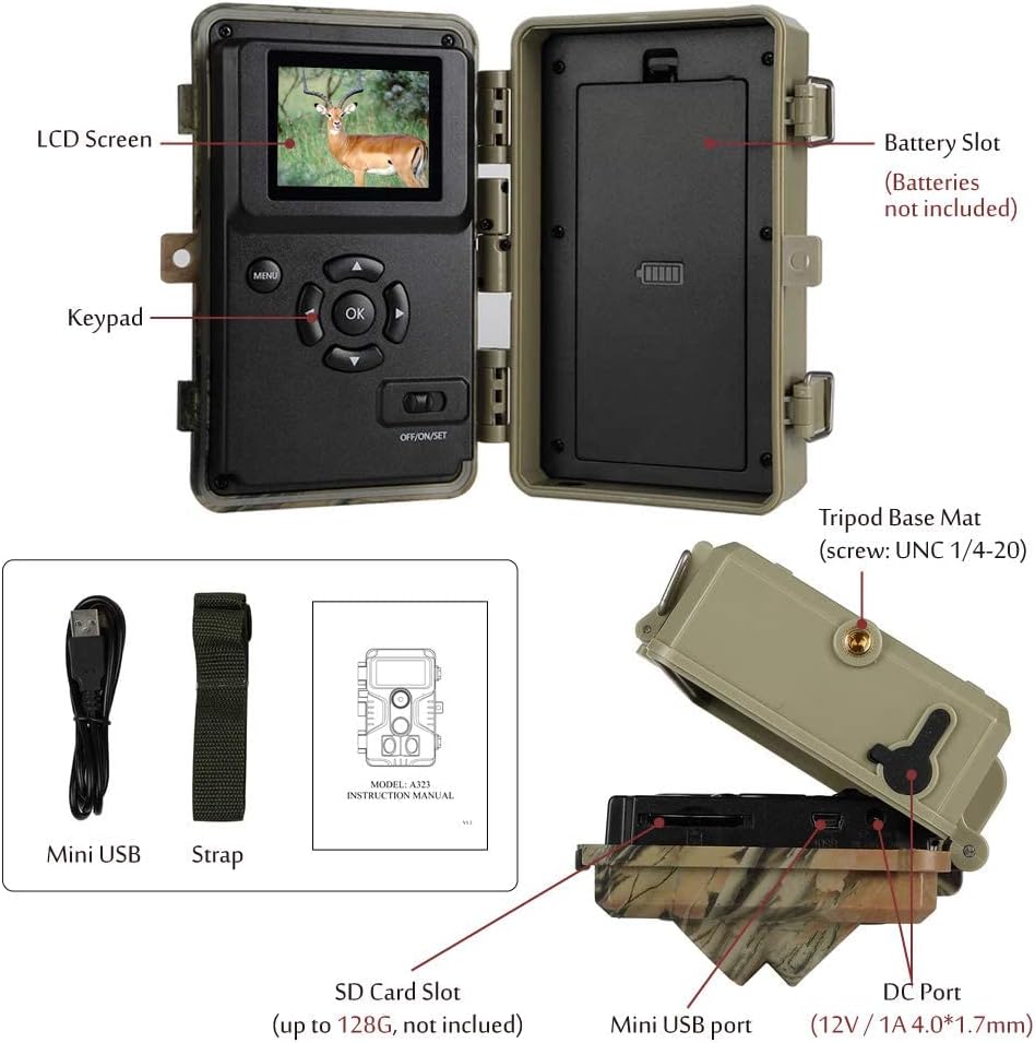 20MP 1080P Trail Camera with Night Vision W5185