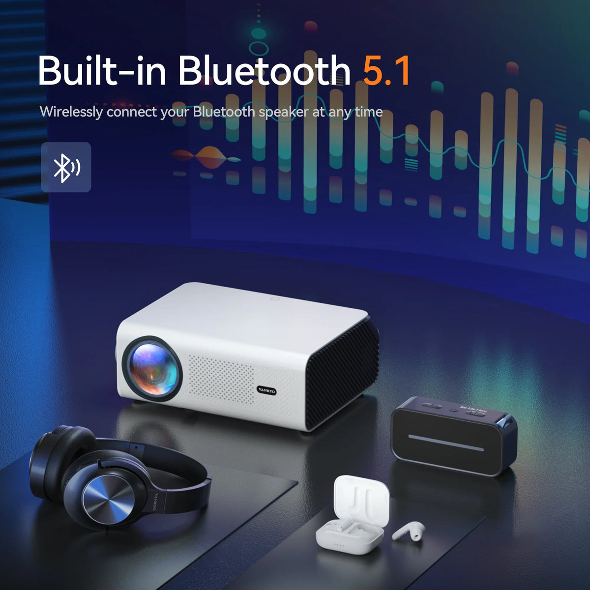 Native 1080P Mini Projector with Bluetooth Z9836