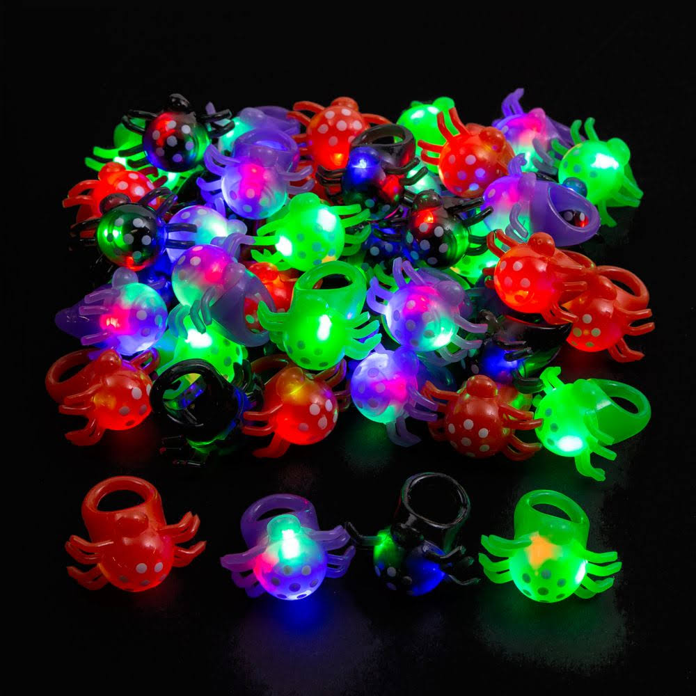 Light-Up Flashing Spider Rings Black 48ct F13105