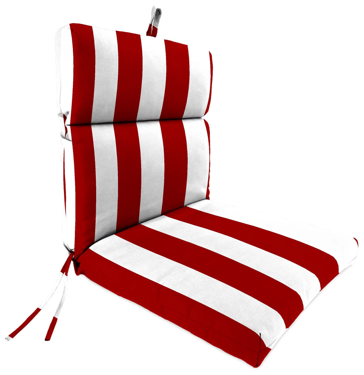 Mulberry Red Stripe Rectangular Outdoor Chair Cushion with Ties G840