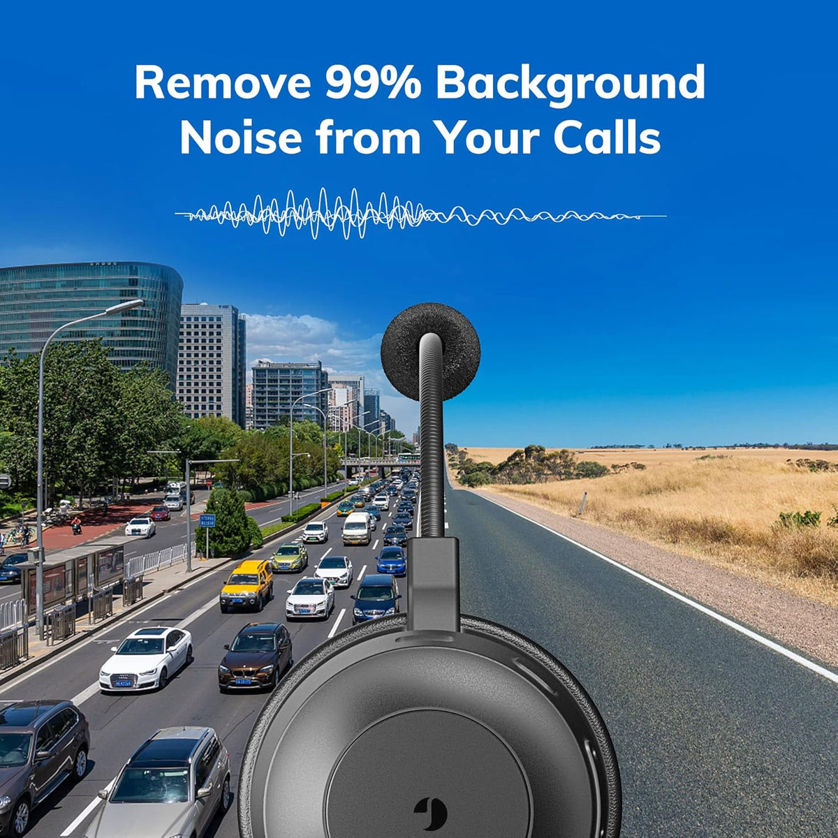 Bluetooth Headset with Microphone, AI Noise Cancelling, 35 Hrs Talk Time, Pack of 2 Y6391