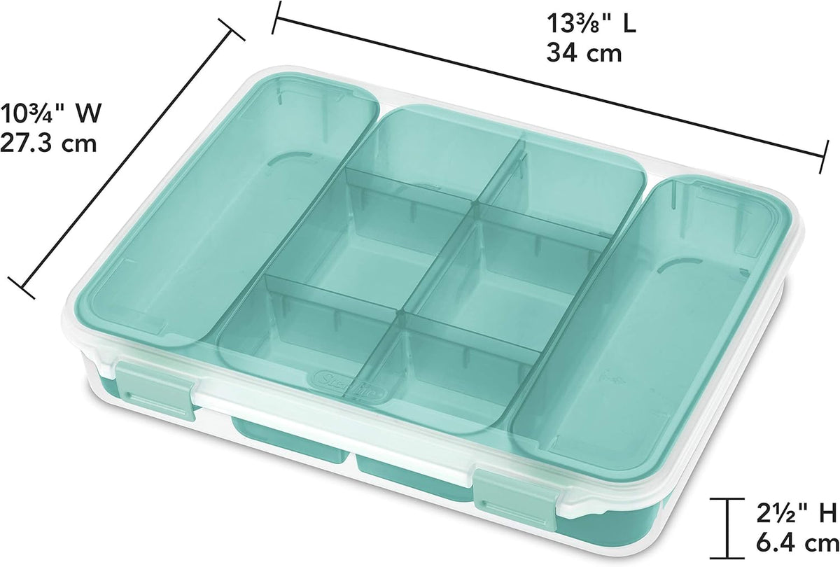 Clear Divided Case with Colored Latches and Tinted Trays, 6-Pack H826