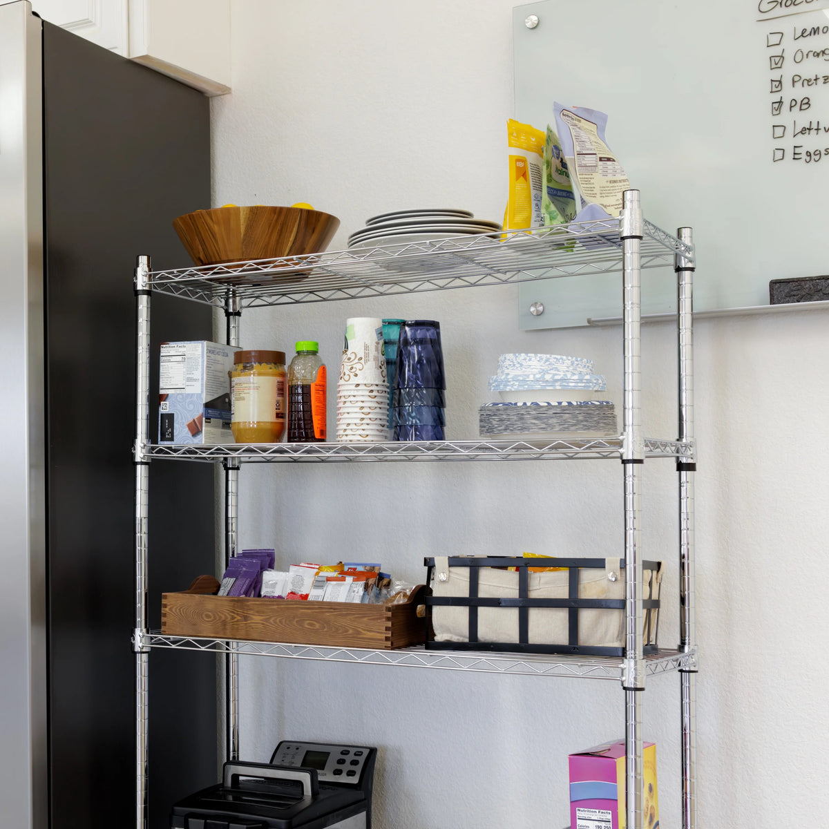 4 Tier Wire Shelf Unit Chrome 1400 lb. Capacity S12988