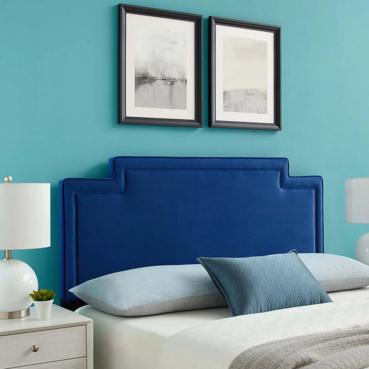 Navy Performance Velvet Full/Queen Headboard X9898