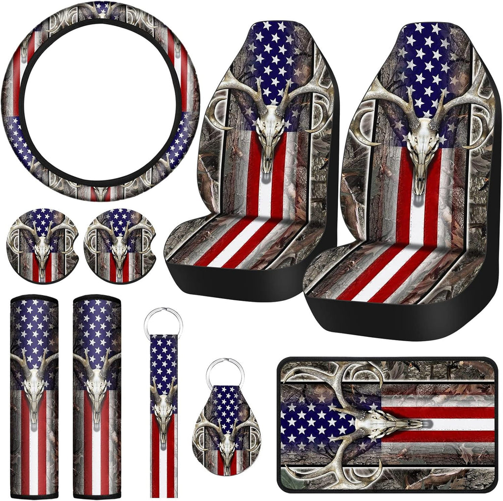 10 Pieces American Flag Camo Print Car Accessories Set Z598