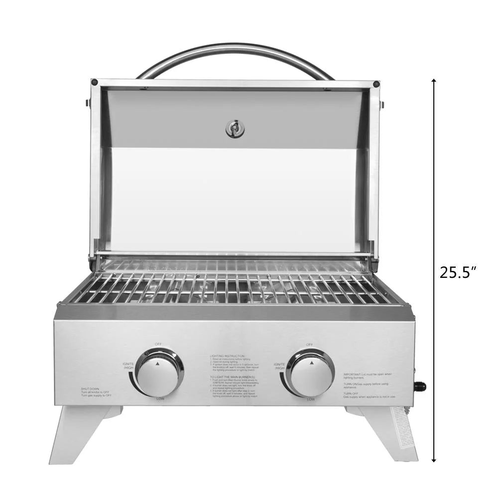 Portable 2 Burner Stainless Steel Propane Grill Z69271