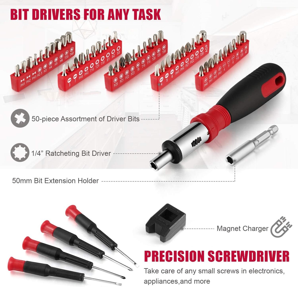 218-Piece Household Auto Repair Tool Set with Carrying Tool Box X419
