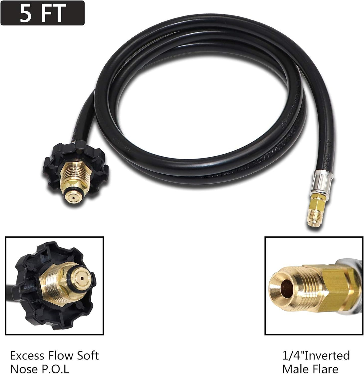 Propane Brass Tee Adapter Kit 4-Port with 5ft and 12ft Hoses N7562