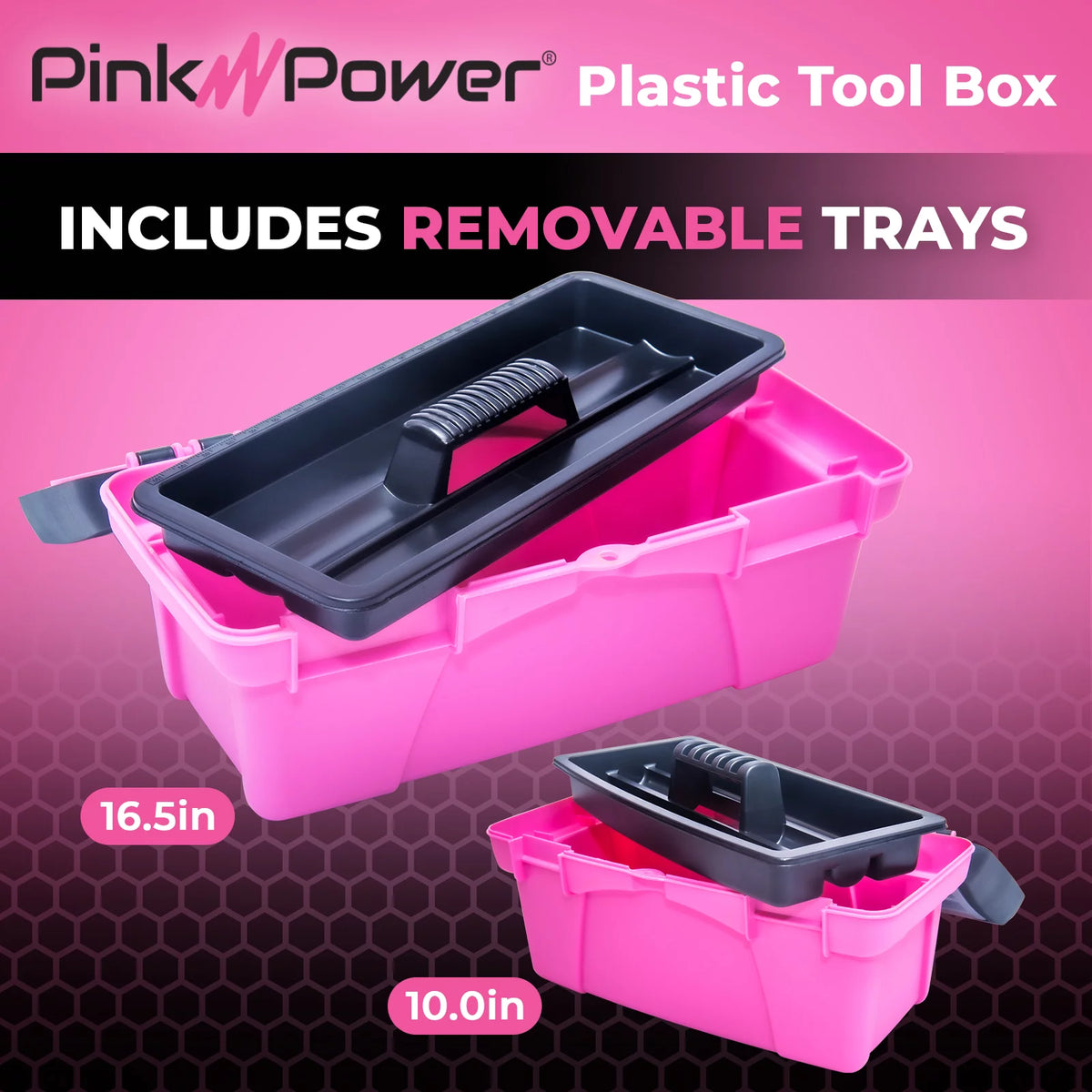 Pink Plastic Tool Box with Handle 2 Pack Z287