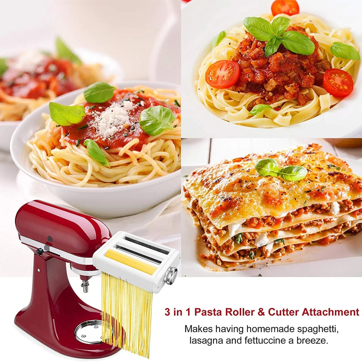 3 in 1 Pasta Maker Attachment Set with Roller and Cutters U59601