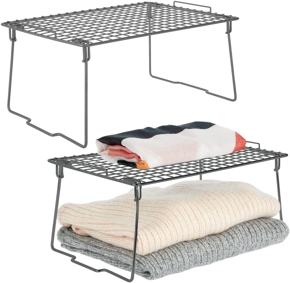 Metal Stackable 2-Tier Storage Shelf, 2 Pack S2520