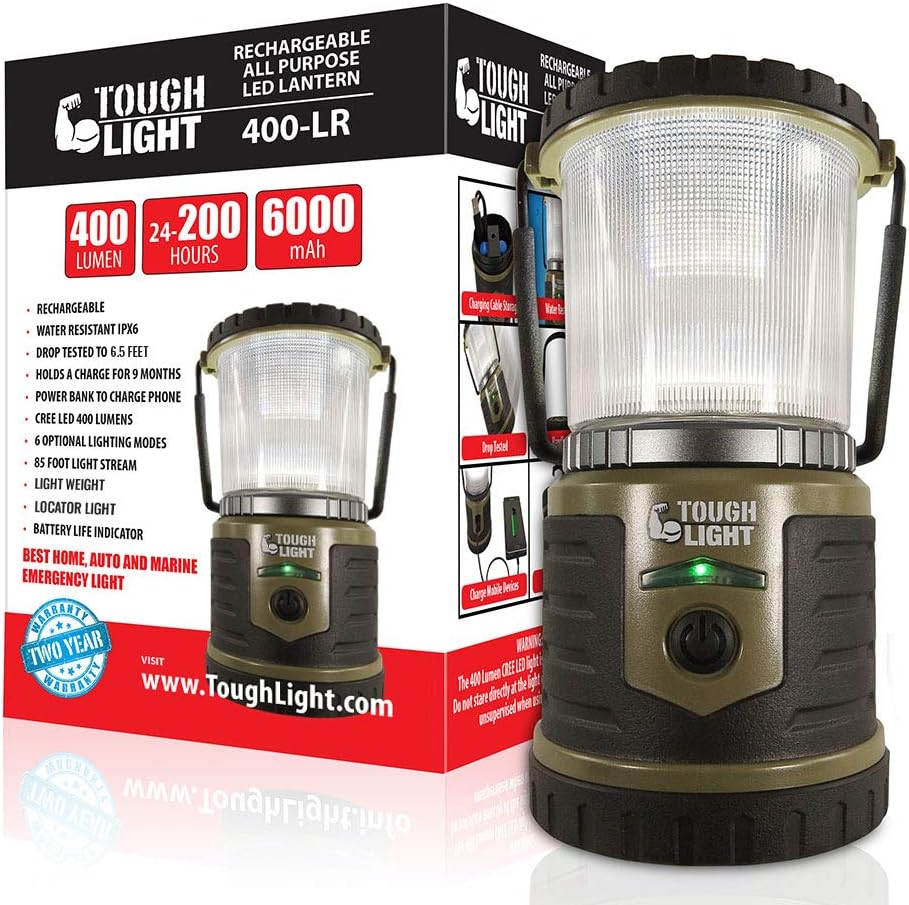 LED Rechargeable Camping and Emergency Lantern with Cell Phone Charger C802353