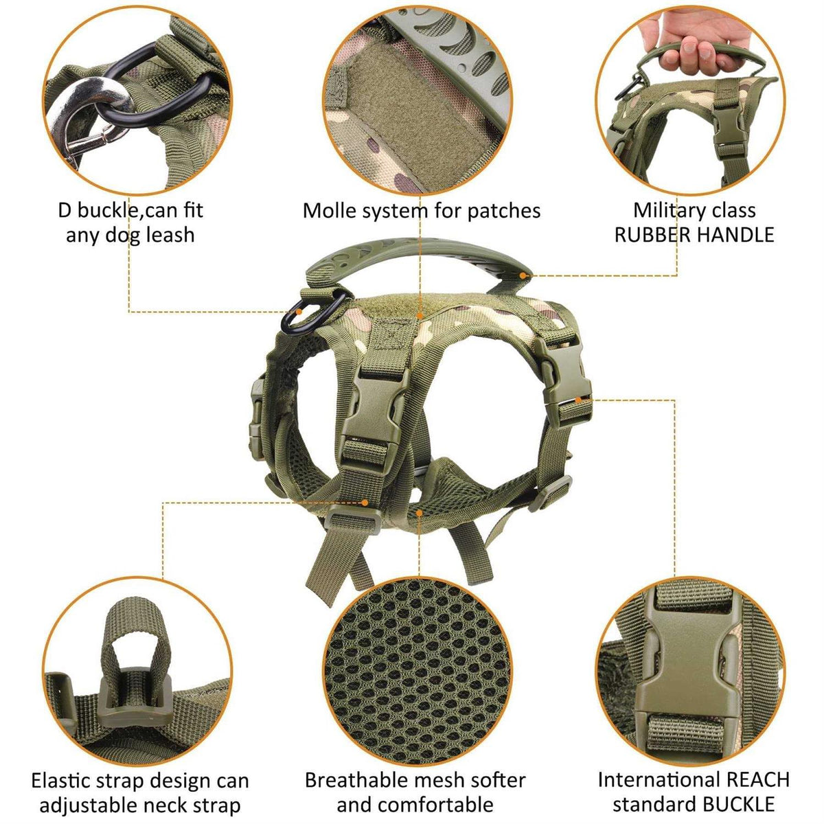 Tactical Dog Harness with Handle and Leash Set P6834