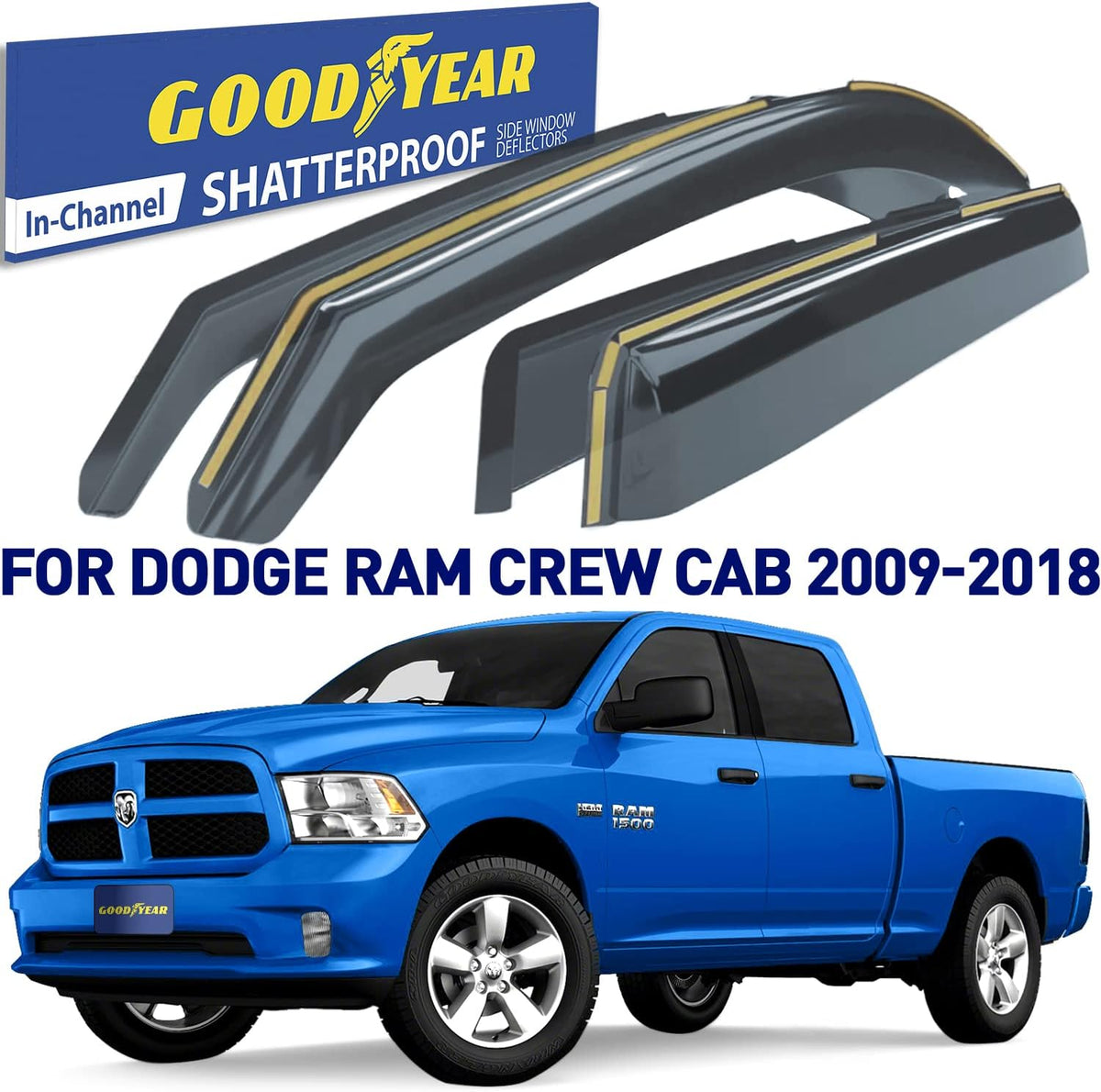 Shatterproof in-Channel Window Deflectors for Trucks 4 pcs L514