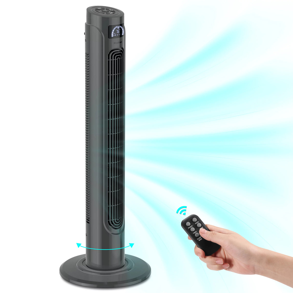 36 Tower Fan with Remote, 3 Speeds 3 Modes 15H Timer, 90° Oscillating, Grey N891730