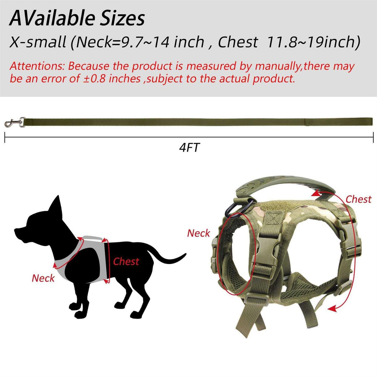 Tactical Dog Harness with Handle and Leash Set P6834