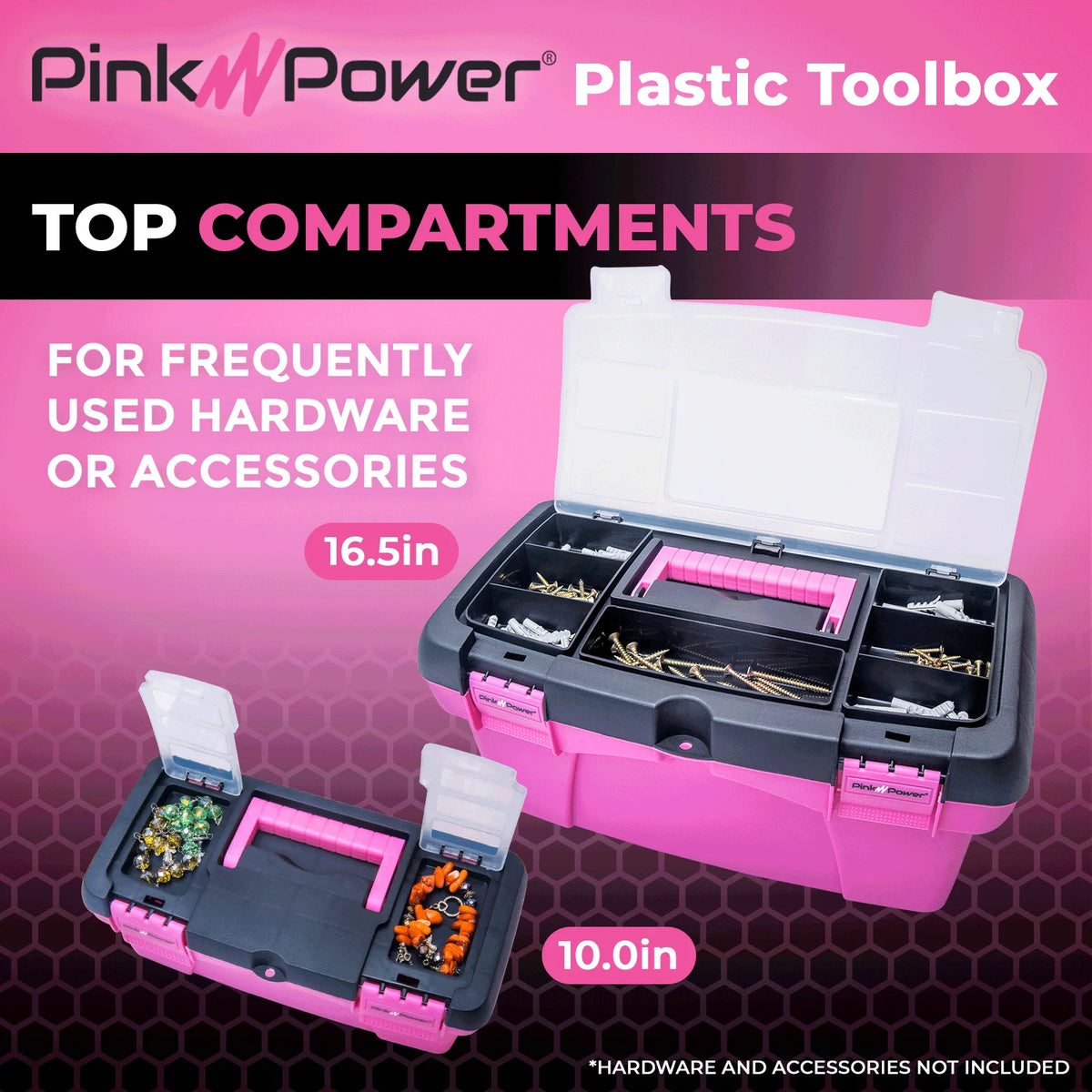 Pink Plastic Tool Box with Handle 2 Pack Z287