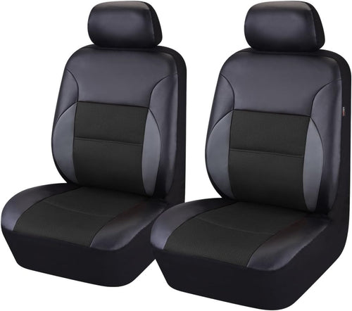 11PCS Leather Car Seat Covers Set Black and Beige A2969
