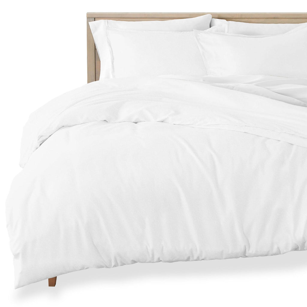100% Cotton Flannel Duvet Cover & Sham Set White King F6663
