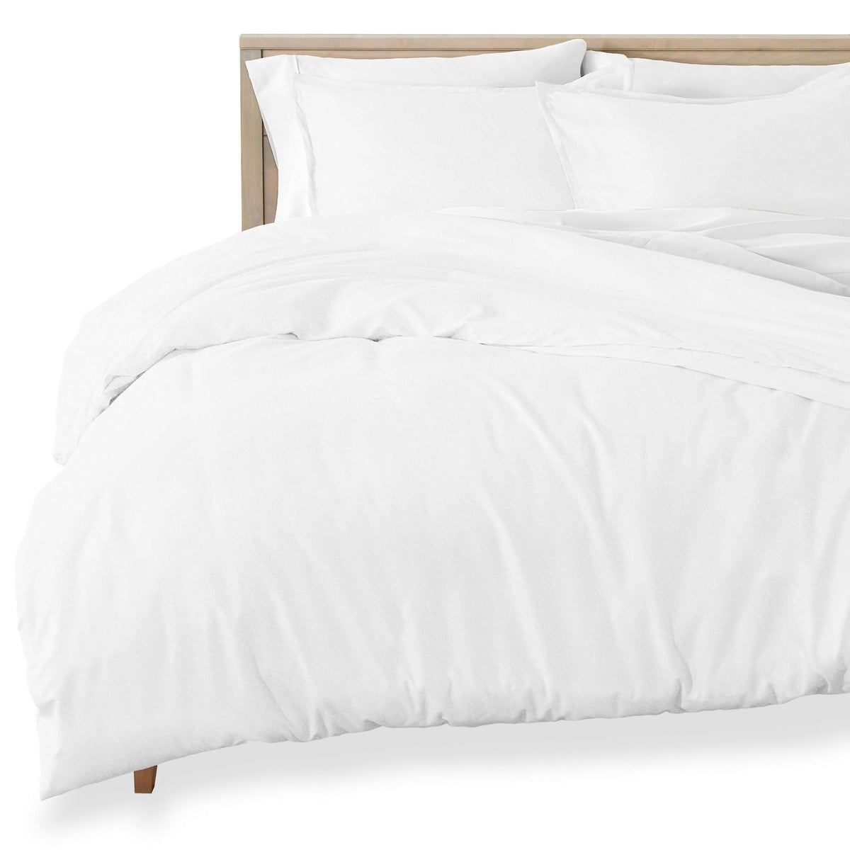 100% Cotton Flannel Duvet Cover & Sham Set White King F6663