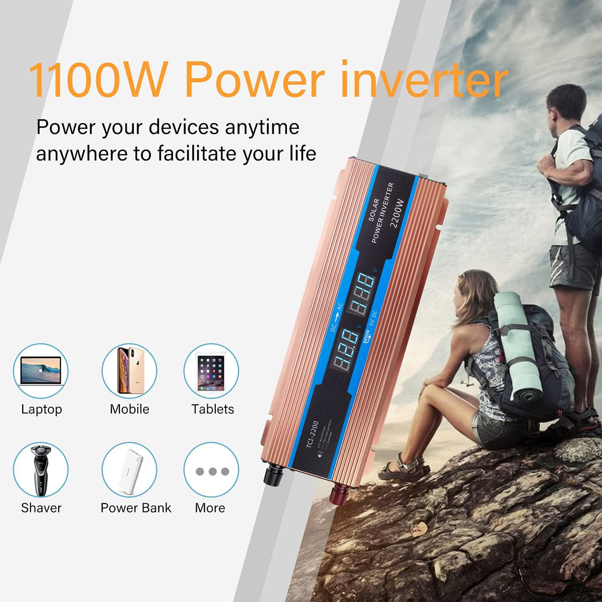1100 Watts Power Inverter DC 12V to 110V AC Converter Z99490